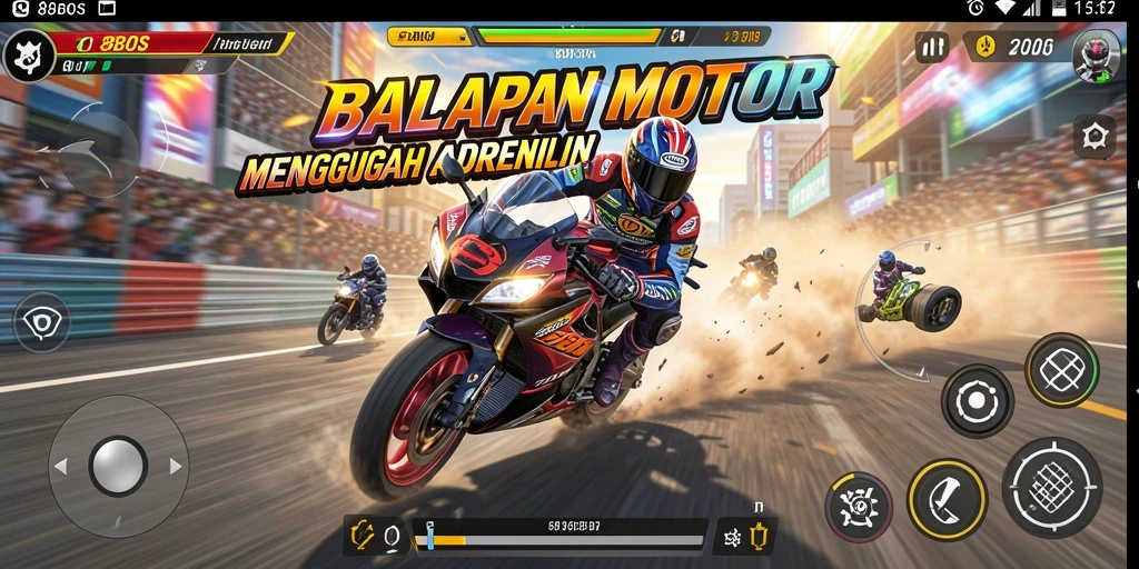 Tampilan screenshot <strong>88BOS</strong> dengan balapan motor yang menegangkan.