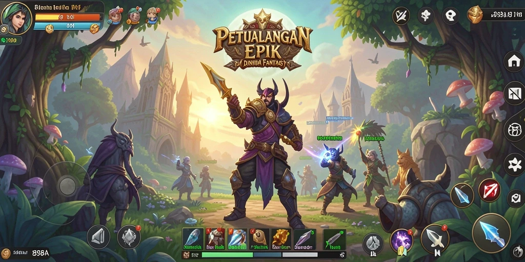 Tampilan gameplay seru dalam RPG 898A saat menjelajahi dunia fantastis.