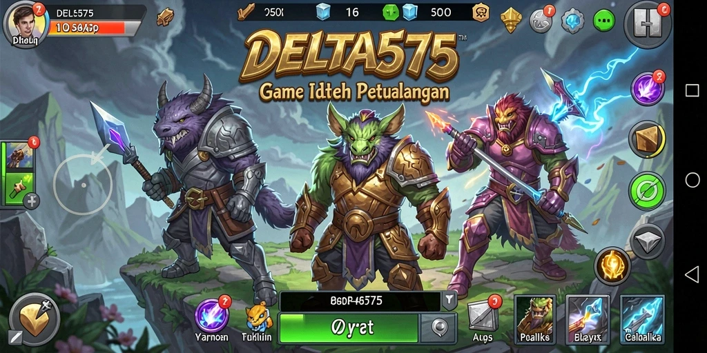 Tampilan seru gameplay DELTA575 dalam mode Idle dengan karakter yang aktif.