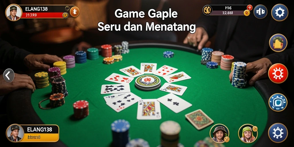 Tampilan gameplay seru dalam permainan Gaple ELANG138.