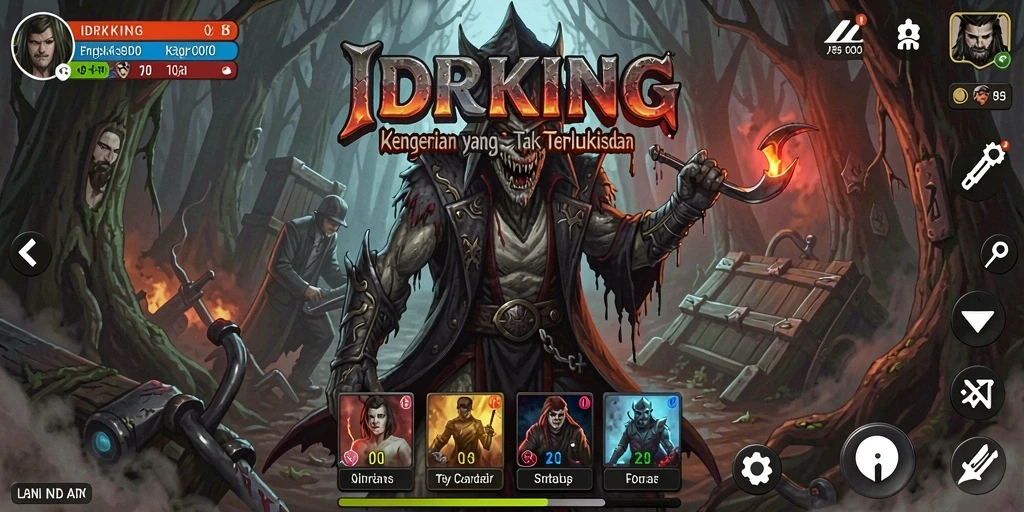 Screenshot gameplay menegangkan dari IDRKING yang menunjukkan suasana horror.