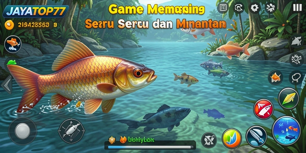Screenshot gameplay JAYATOP77 yang menunjukkan aksi memancing yang seru.