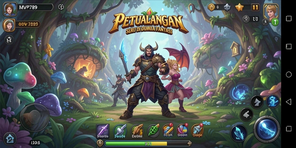 Screenshot utama menunjukkan aksi seru dalam petualangan.