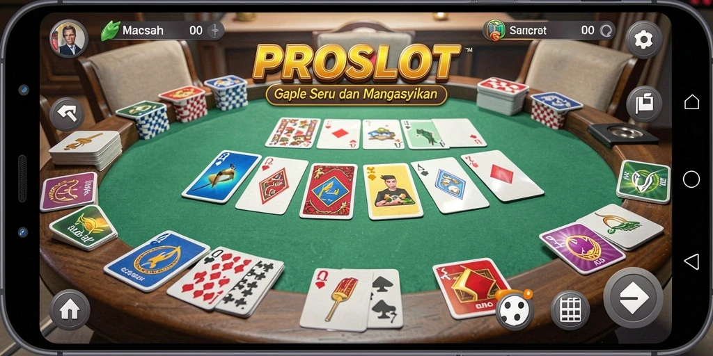 Screenshot PROSLOT menampilkan gameplay seru permainan Gaple.