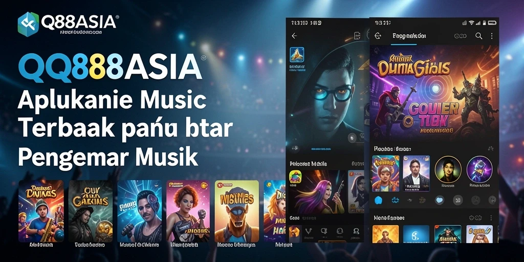 Tampilan menarik aplikasi QQ88ASIA dengan berbagai pilihan musik.