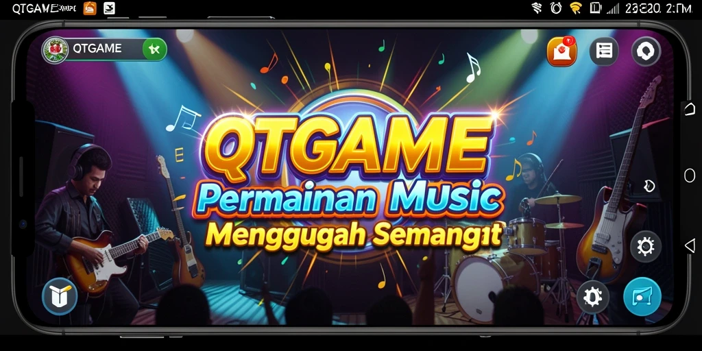 Screenshot QTGAME menampilkan gameplay musik yang seru dan interaktif.