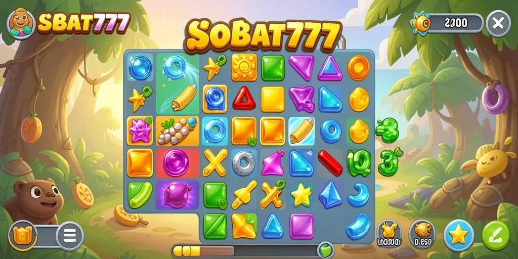 Tampilan gameplay SOBAT777 yang menarik dan berwarna-warni.