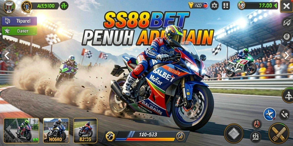 Tampilan gameplay seru dari balapan motor di SS88BET.