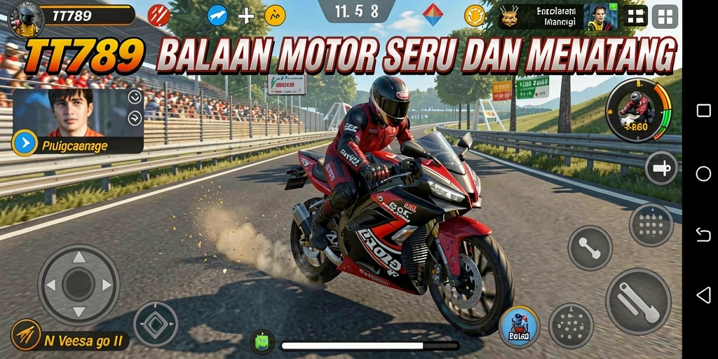 Screenshot gameplay TT789 menampilkan serunya balapan motor.