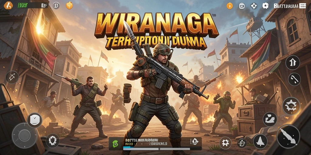 Screenshot WIRANAGA yang menunjukkan intensitas gameplay Battle Royale yang mendebarkan.