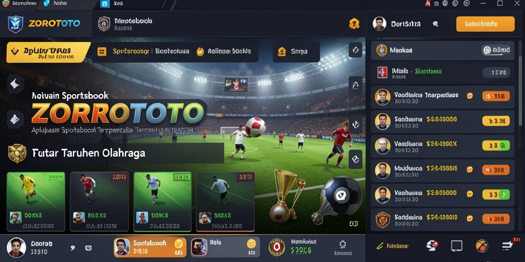 Tampilan menarik dan antarmuka intuitif dari ZOROTOTO dalam taruhan olahraga.